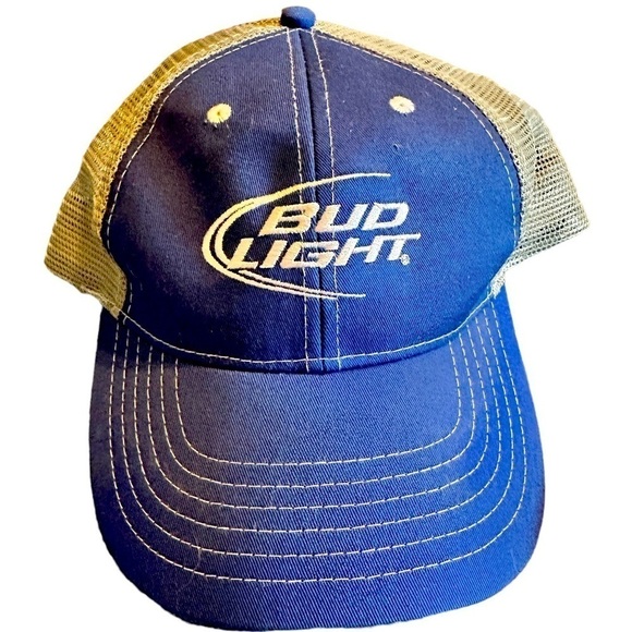 Bud Light Blue Gray Mesh Snap Back Trucker Cap - Picture 1 of 3